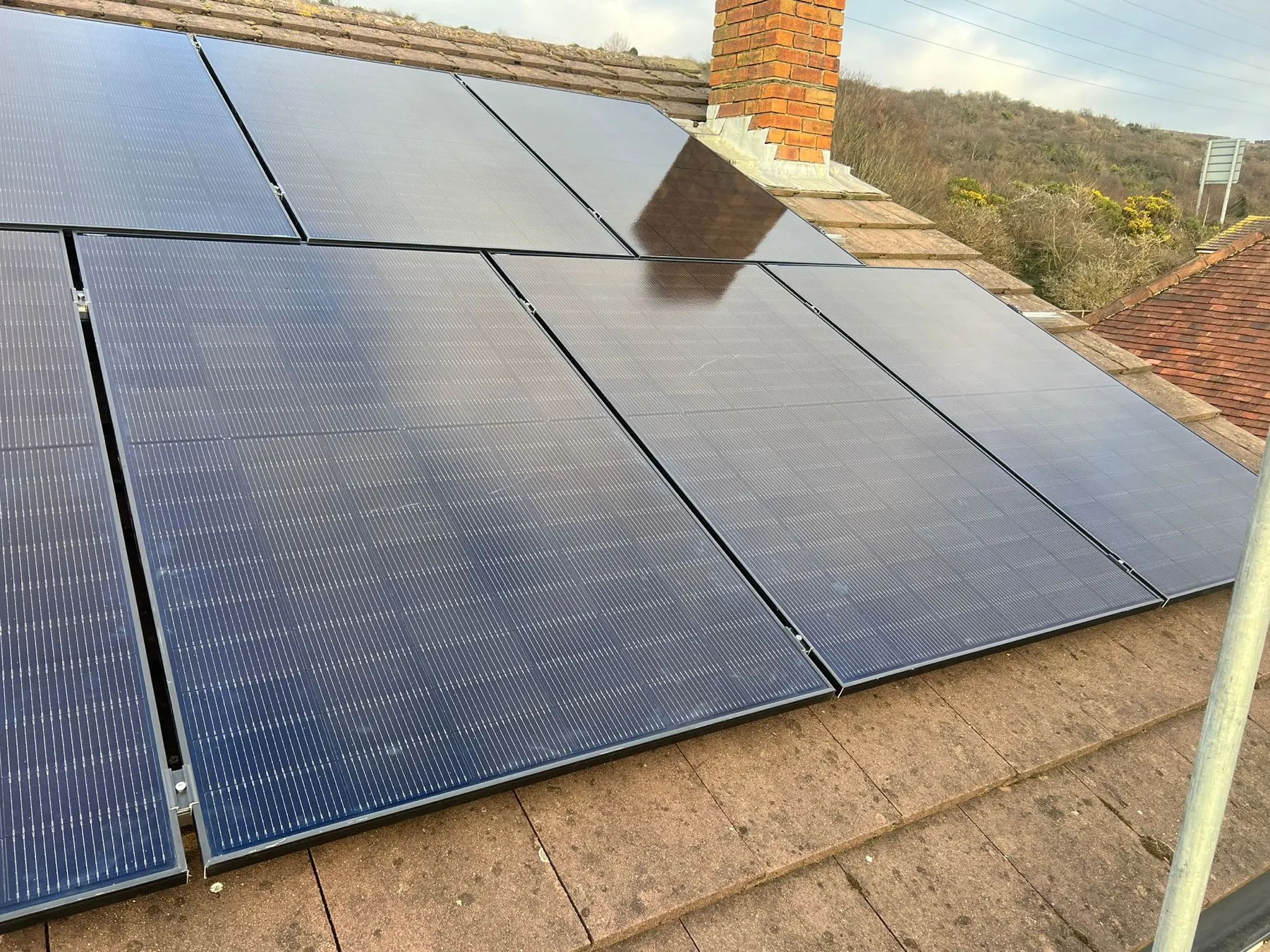 Solar panel installation on a roof in Fareham, Hampshire